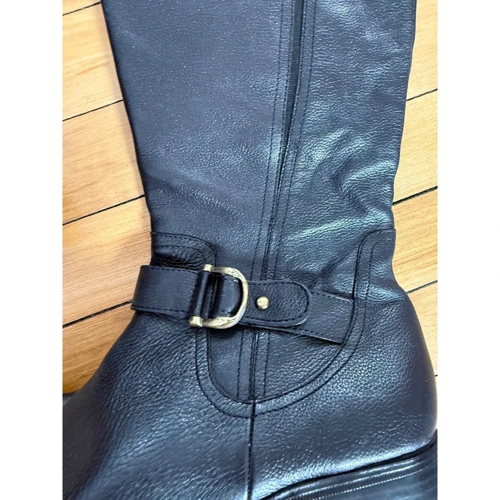 Naturalizer leather tall black riding boots‎ Low heel boots